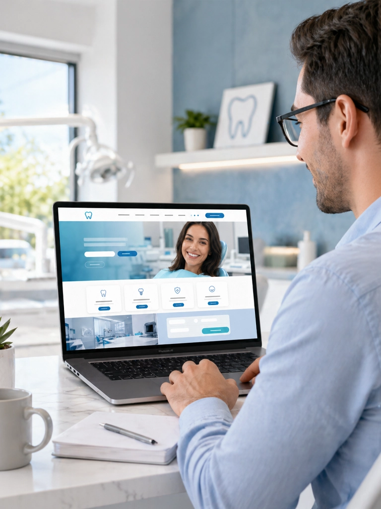 Modern dental website design displayed on a desktop screen