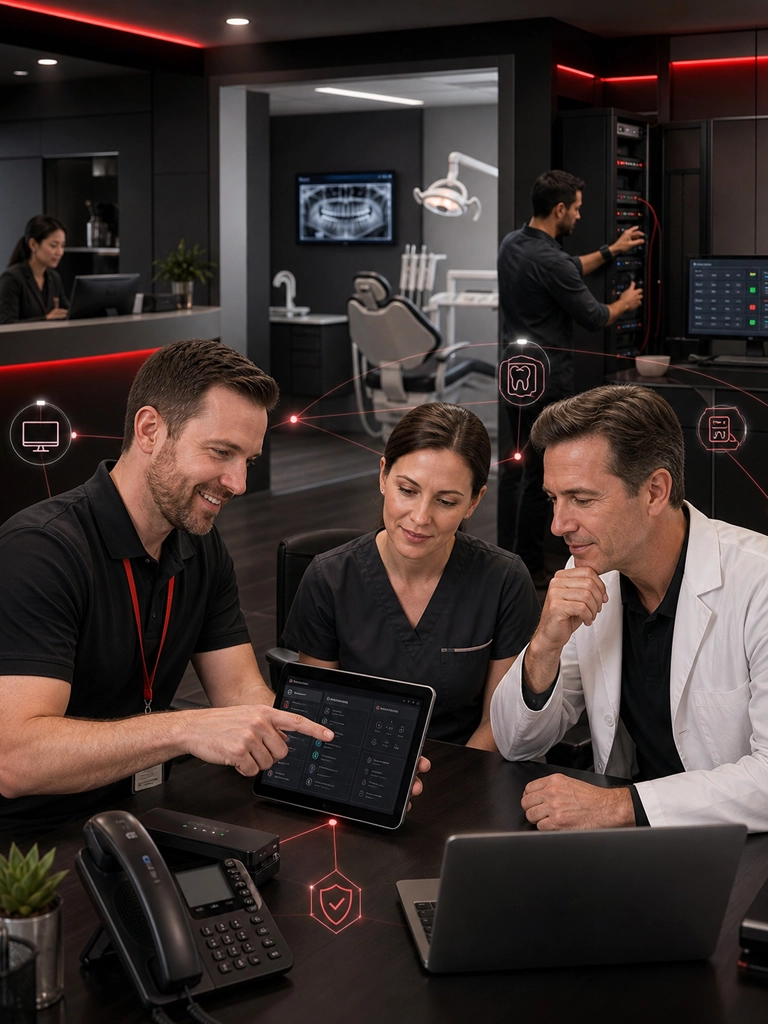Dental IT support team helping a Miami dental practice