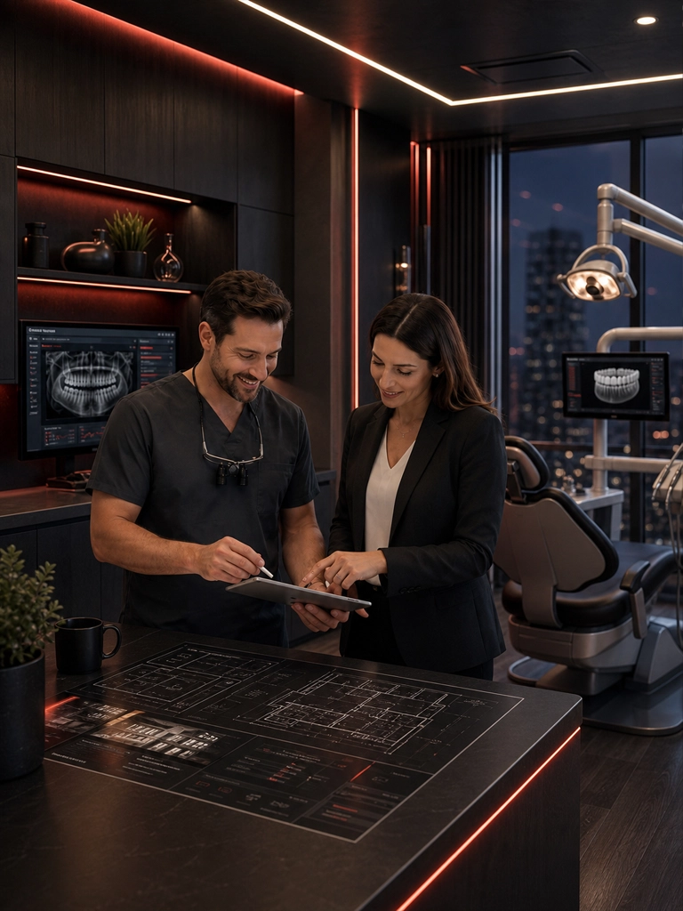 Modern renovated dental office operatory with technology-ready layout